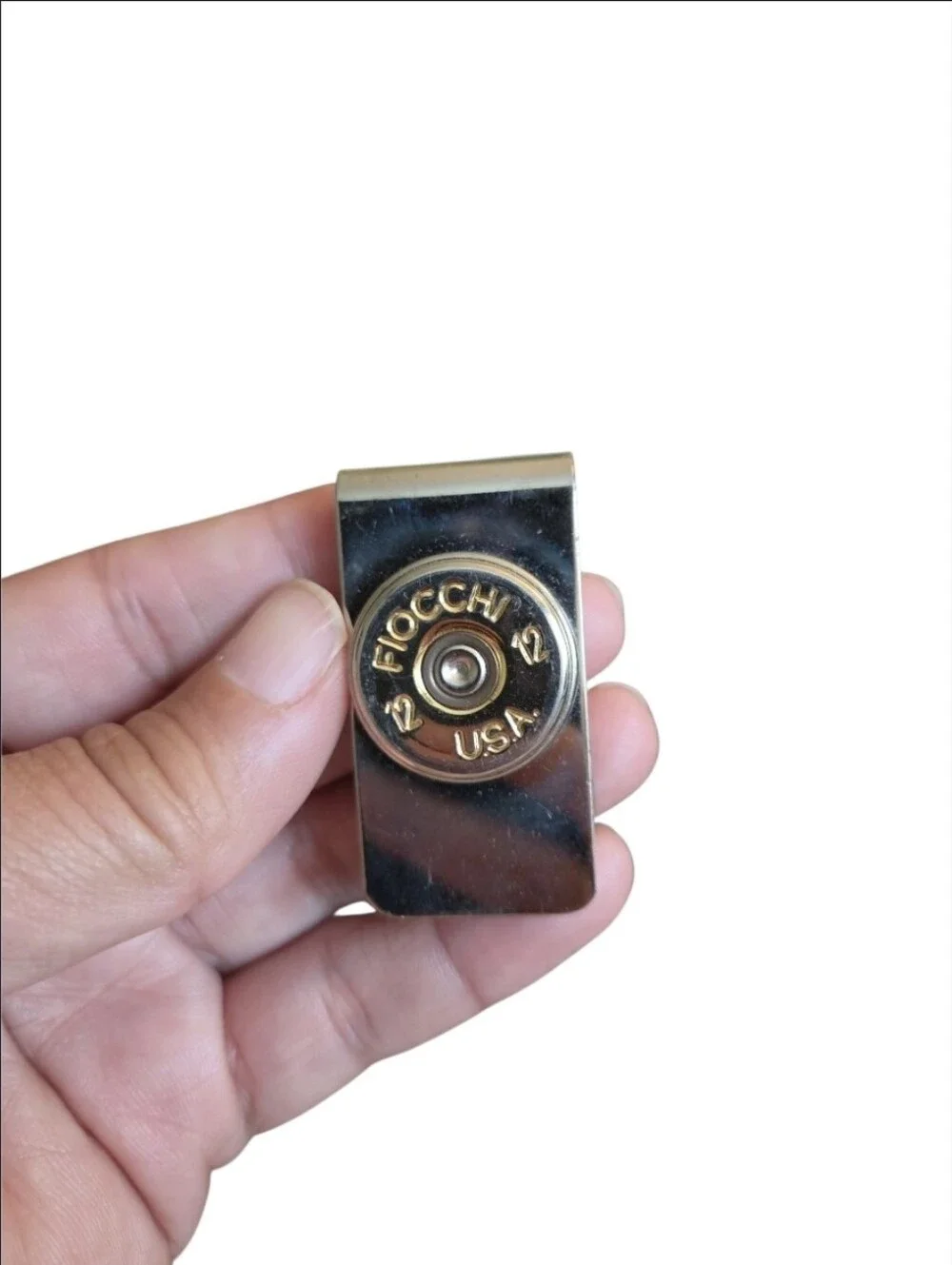 Silver & Gold 12 Gauge Fiocchi USA Casing Money Clip and Cufflink Set